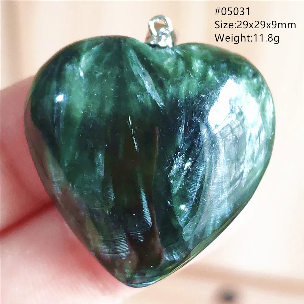 Natural Green Seraphinite Pendant Jewelry Heart Seraphinite Women Men Necklace Men Clinochlore Crystal AAAAAA