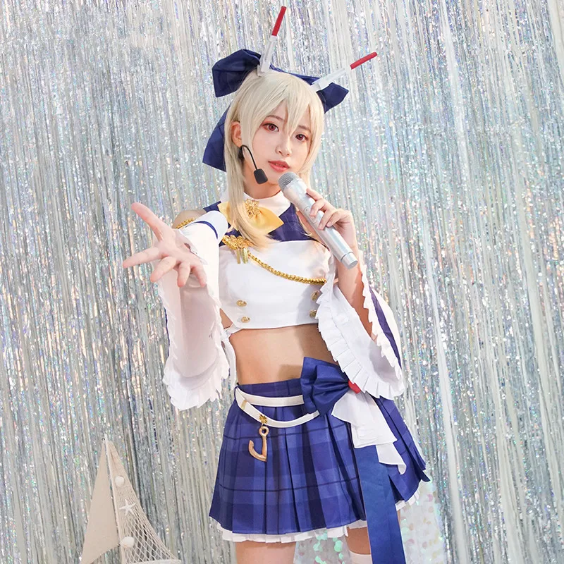 AGCOS Azur Lane IJN Ayanami Cosplay Costume Woman Sexy JK Dress Azur Lane Cosplay Top+Skirt