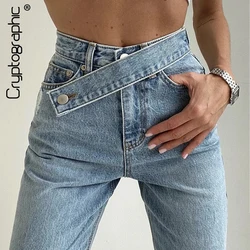 Cryptographic Casual Fashion Straight Denim High Waist Jeans Women Pants Fall Winter 2024 Harajuku Boyfriend Jeans Loose Bottom