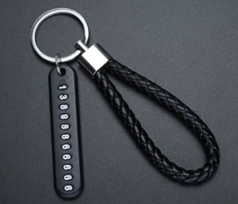 4 Colors Anti-Lost Phone Number Plate Car Keychain Pendant Auto Vehicle Card Keyring Key Chain for Men and Women