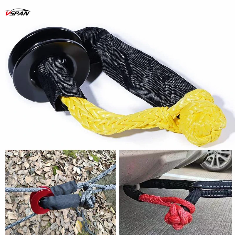 

2021 Yellow UHMWPE Rope Shackle Recovery Ring 38,000lbs Synthetic Soft Shackle Block Snatch for ATV UTV SUV Offroad 4x4 Recovery