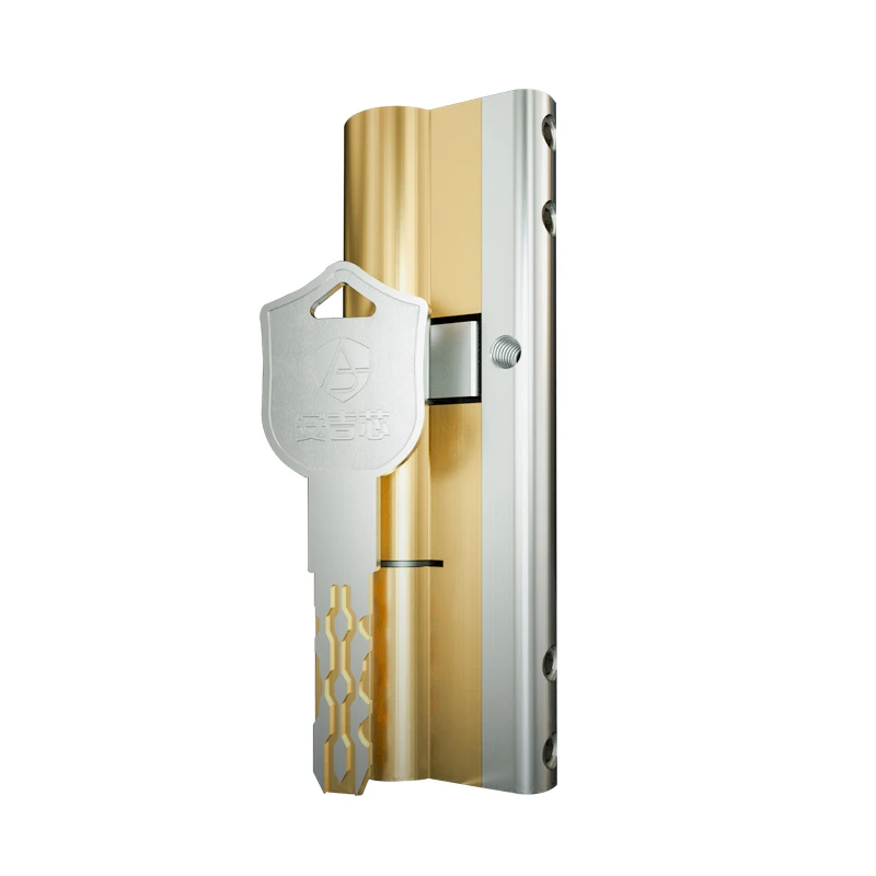 10Pcs Brass Key Door Lock Cylinder 65-110mm Double Open Sided Blade Break Anti Stainless Steel Bar Snake Groove Cylinder