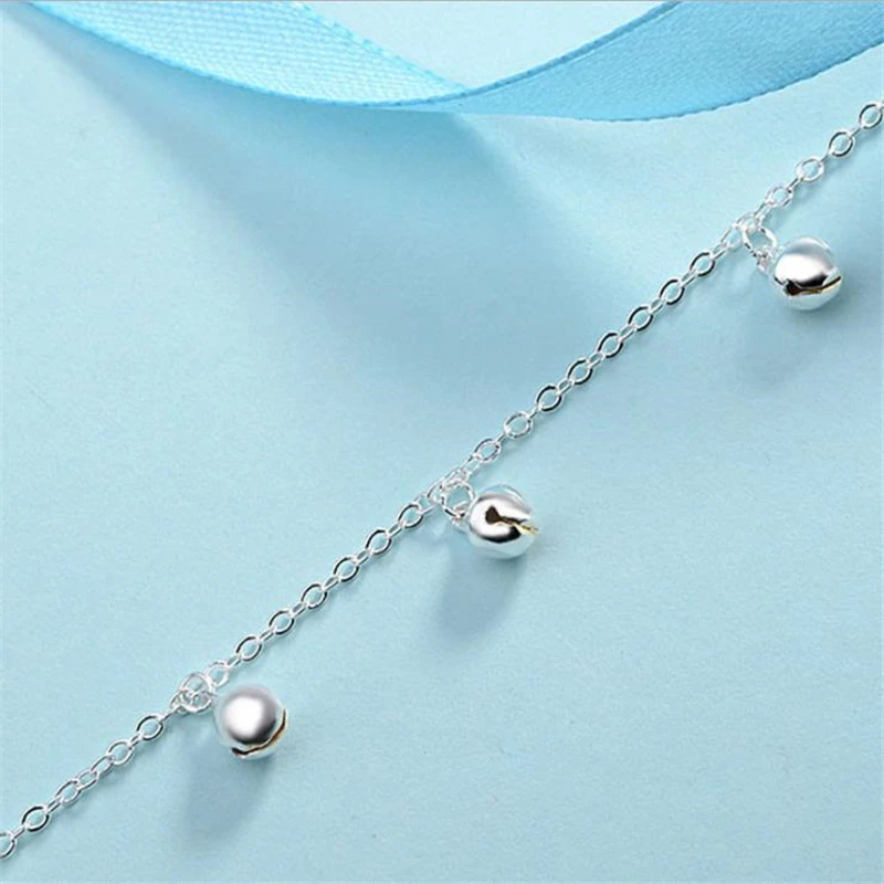 KOFSAC 7 Bells Lady Chain Ankles Barefoot Sandal Beach Foot Jewelry 925 Sterling Silver Anklets Bracelets For Women Accessories