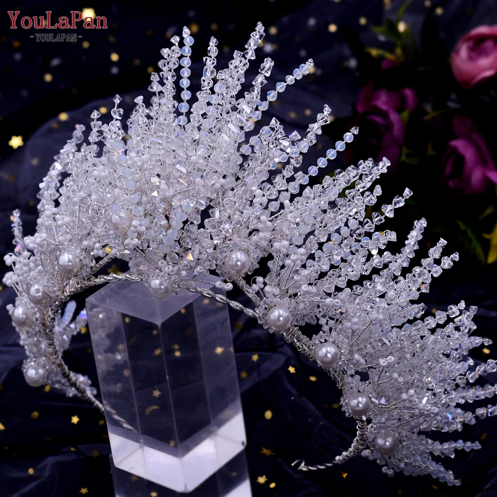 YouLasaupoudrer Gardens-Couronne et diadème vintage pour patients, cristal brillant, bande de sauna de mariage, accessoires pour cheveux, bijoux de luxe, 399