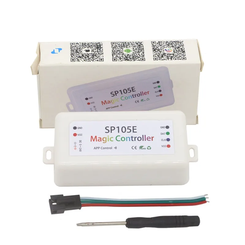 

SP105E Bluetooth APP Пиксельный светодиодный контроллер для DC5-24V WS2811 WS2812B SK6812 LPD6803 WS2801 SM16703 1903 Адресная светодиодная лента