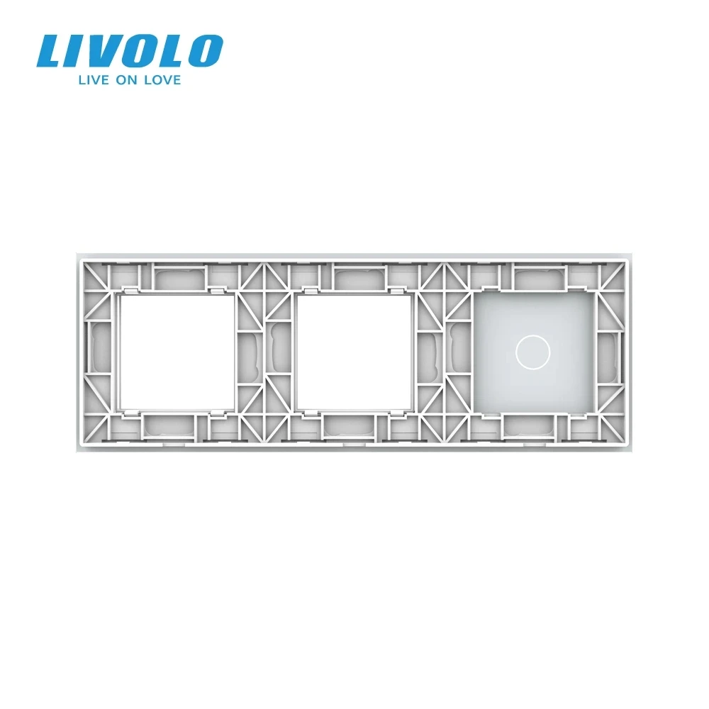 Livolo White Pearl Crystal Glass, 223mm*80mm, EU standard, 1Gang &2 Frame Glass Panel, VL-C1/SR/SR-11