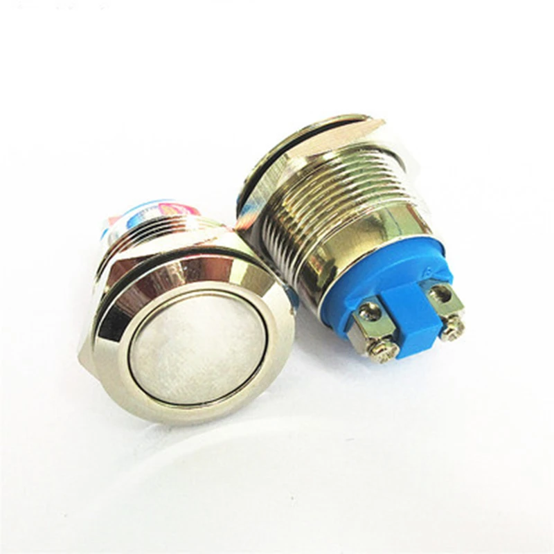 1PCS 19mm 3A/250VAC Anti-Vandal Momentary Steel Metal Push Button Switch Waterproof Car Switch Self Return