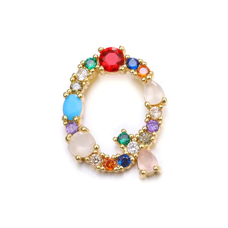 Juya handgefertigte 18K vergoldete Regenbogenkristalle, Opal-Edelsteine, 26 Alphabetbuchstaben, Anfangsbuchstaben-Anhänger für DIY-Namensschmuckherstellung – Detail 24