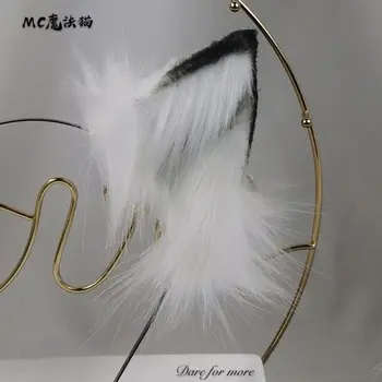 白狐手工仿真蘿莉獸耳cos狼耳夾KC獸尾lo母貓耳狐耳頭飾 8 最佳銷售 白色貓耳朵 - №3