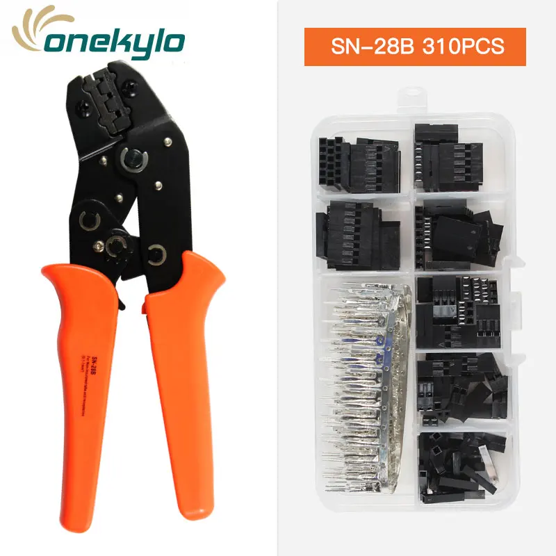 SN-28B 0.1-1mm²（23-17AWG）Crimping plier kit with 310 Dupont terminals for 2.54mm Dupont Crimp Pin Conector terminals clamp kit