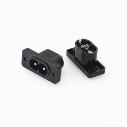 10Pcs IEC320 C8 Black 2 Terminal Power Plug Inlet Socket AC 250V 2.5A Switch socket