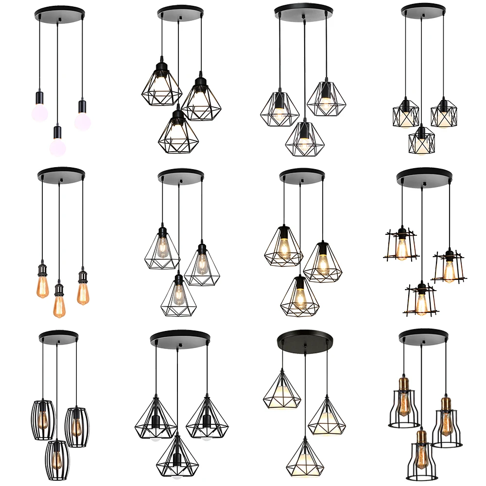 

Modern Industrial 3-Lights Chandelier Iron Painted Pendant Light Strip/Disc Ceiling Hanging Lamps Living Room Kitchen Restaurant