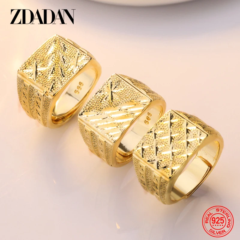 

ZDADAN 925 Silver 18K Gold Ring For Women Men Wedding Jewelry