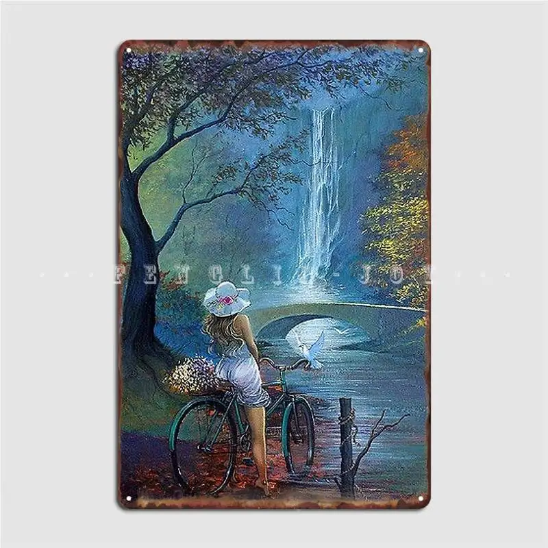 

Brush Painting Highland Water Falls Metal Plaque Poster Wall Cave Mural Painting Bar Cave Custom Tin Sign Posters