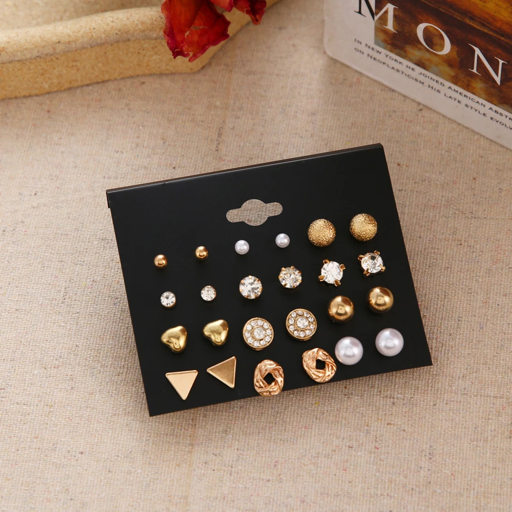 DAXI Boho Gold Color Pearl Stud Earrings For Women Trendy Bohemian Vintage Earring Korean Tassel Studs Earings Jewelry 2020 set