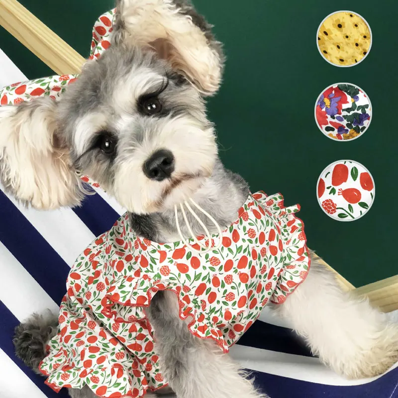 

Fashion Printing Puppy Dress Girl Summer Breathable Dog Clothes for Small Dogs Cute Princess Costume Dresses for Teddy Schnauzer