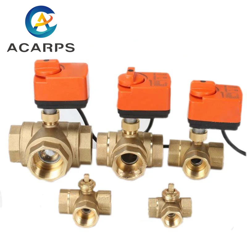 

1/2“ 3/4” 1“ inch 3 Way Motorized Ball Valve Electric Ball valve Brass Ball Valve Two Line Control With Manual Switch