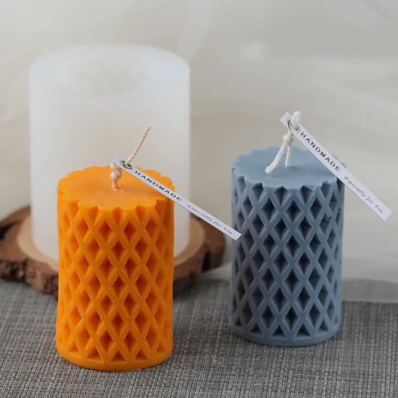 

New Mesh Cylindrical Candle Holders Mold DIY Aromatherapy Resin Mold Silicone Crafts Art Supplies Moulds Form For Candles