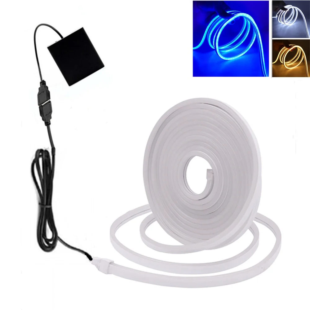 USB Battery LED Neon Light Strip Sign 5V 120Leds/m 6X12MM Soft Silicon Waterproof Flexible Tape Rope Ribbon TV Backlight Lamps