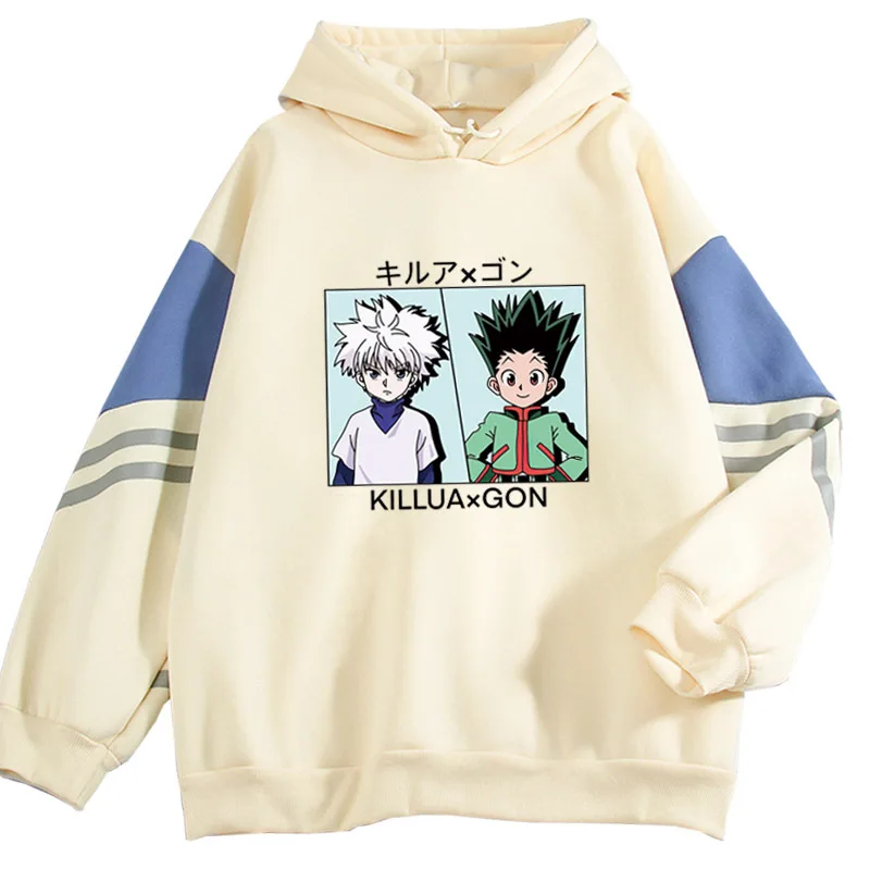 Anime Hunter × Hunter Killua Gon Men/Women Casual Hoodie Printed Cute Korean Color Block Sweatshirt Unisex Streetwear Tee Top