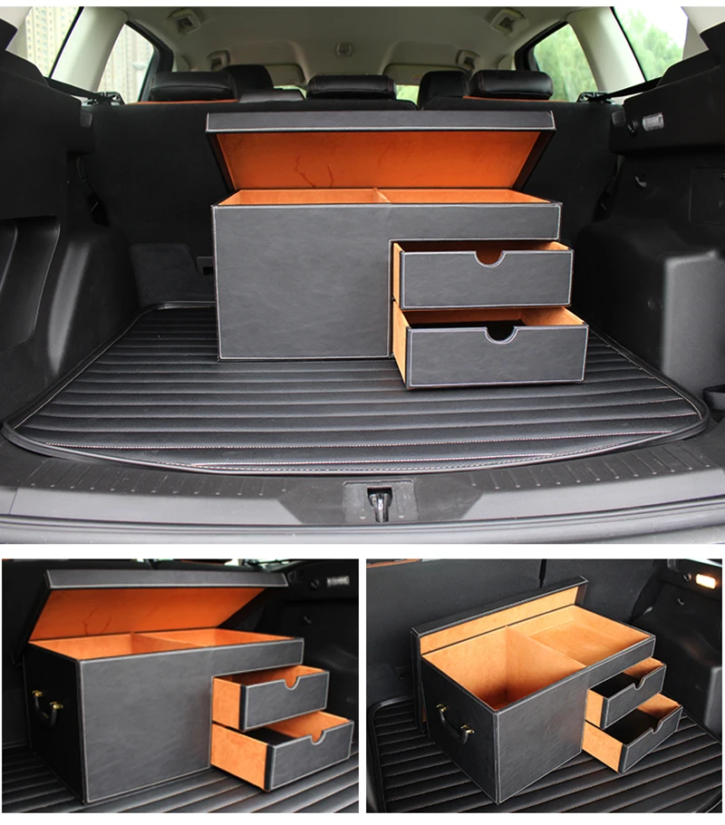 1x For Car SUV High quality luxury Storage Trunk Footlocker Travel Organizer Box Dorm Luggage Chest