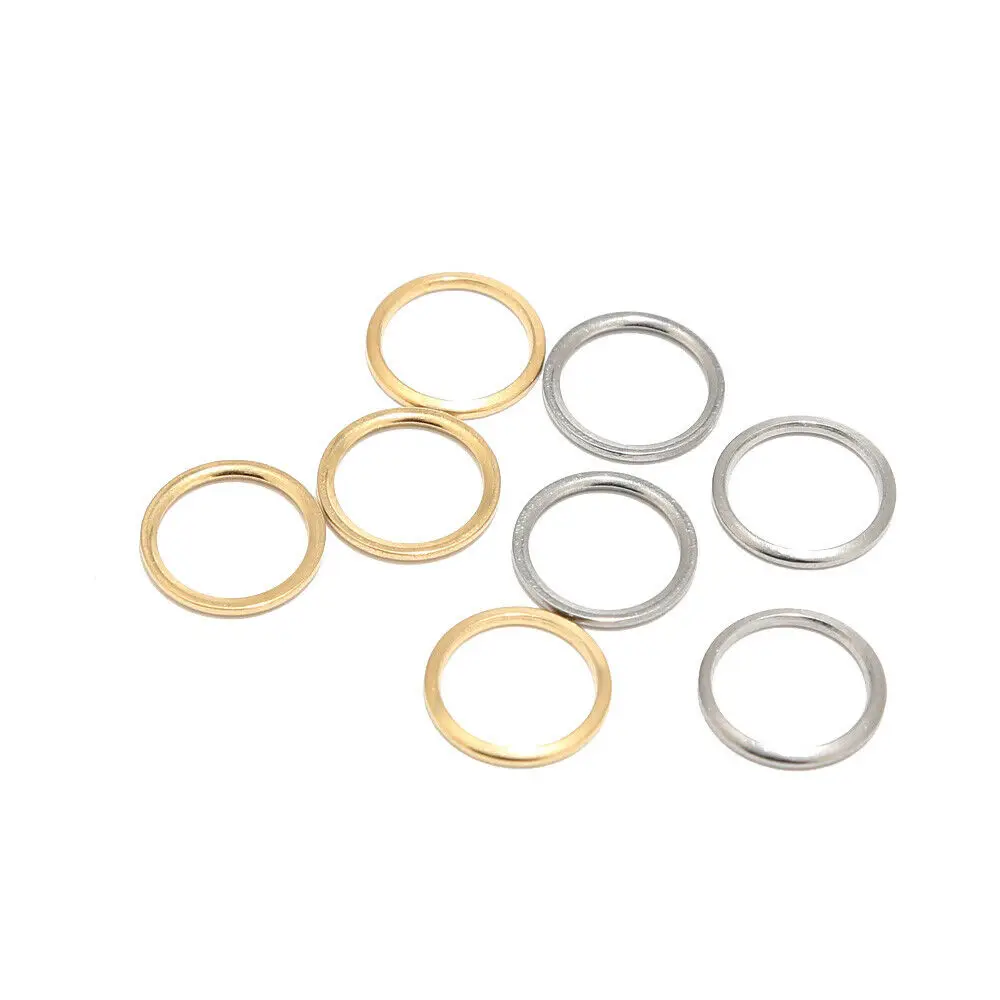 50 Buah/Lot Konektor Cincin Jump Bulat Lebar 12Mm Berlapis Emas Baja Tahan Karat untuk Aksesori Temuan Pembuatan Perhiasan DIY