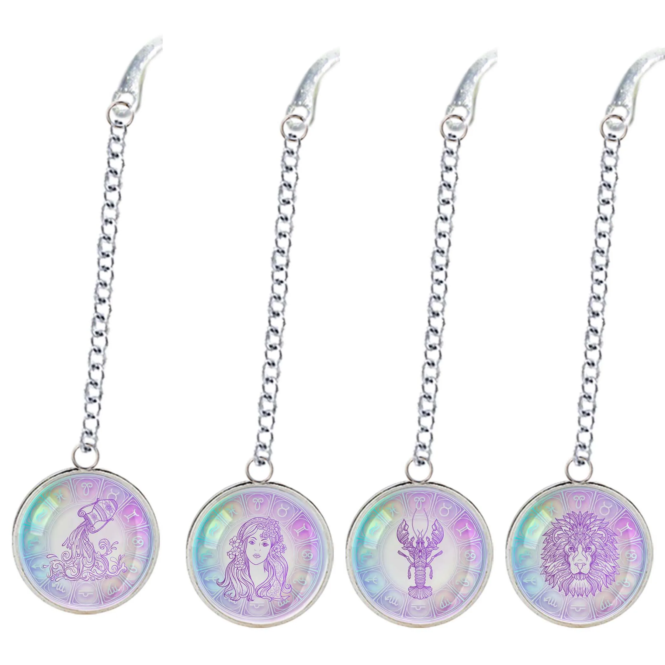 

12 Constellations Galaxy Pendant Metal Bookmark 12 Zodiac Signs Astrology Charm Fashion For Fans Book Marque Page Mate Marker