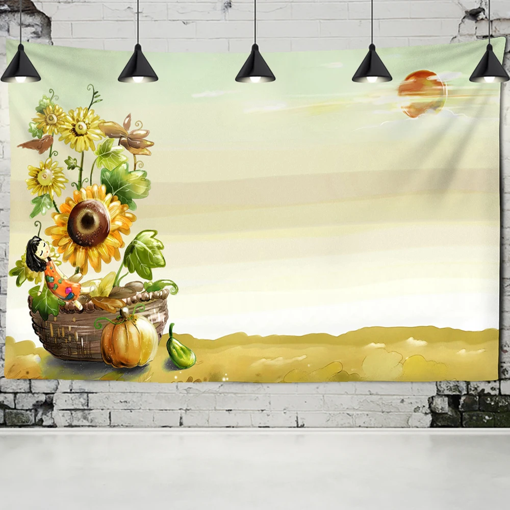 Sunflower Tapestries Wall Hanging Sunflower Sunshine Sun Tapestry Decorative Blanket Fabric Bedroom Decor Large Size Tapestry