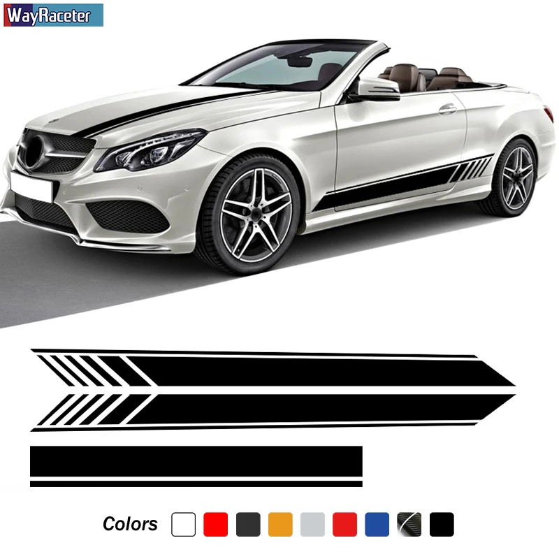 3 Pcs Car Hood Decal Side Stripes Skirt Sticker For Mercedes Benz E Class W212 E63 AMG S212 A207 C207 E250 E300 E350 Accessories