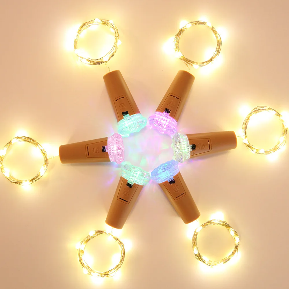 PheiLa LED Diamond Wine Stopper String Light Creative Fairy Garland Lamp String Button Battery Operated for Outdoor Indoor Decor