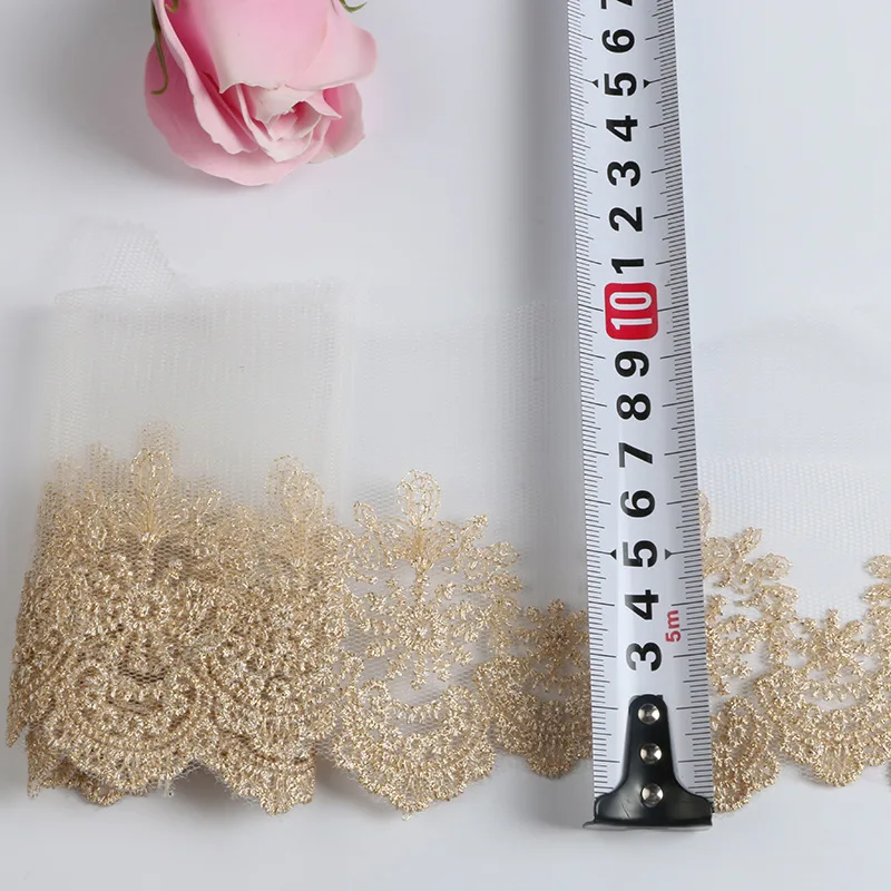 3 Yards Gold New Arrival Embroidery Lace Trim DIY Craft Sewing Supplies Skirt Hem Decoration Accessories Dolls 15cm