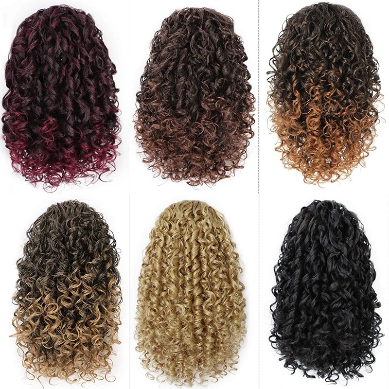 Extensiones de cabello rizado Afro para mujer, coleta con cordón, Clip degradado, coleta sintética Afroamericana