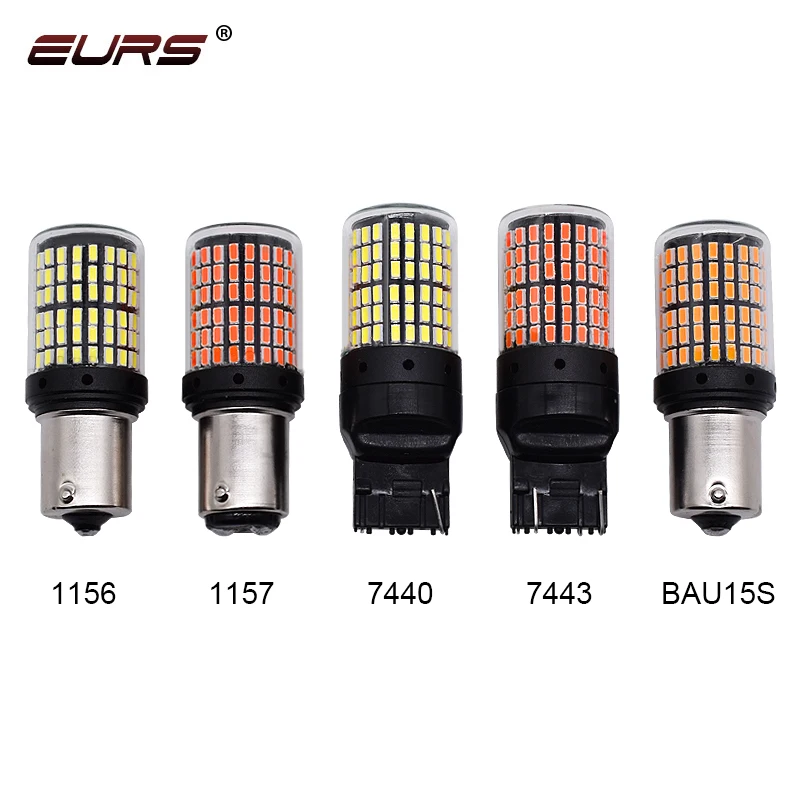 EURS 2 sztuk S25 LED Canbus światła 3014 144smd 1156 P21W BA15S LED BAY15D BAU15S PY21W T20 światło kierunkowskazu LED automatyczna pakowaczka