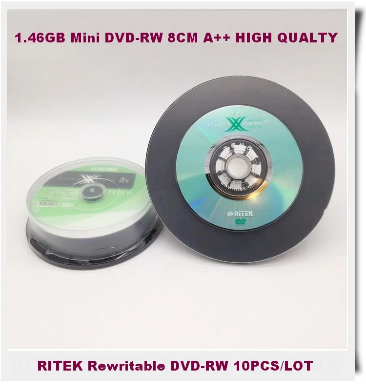 2X Mini DVD- RW Rewritable DVD-RW 1.46GB Blank Discs Empty DVD 8CM 3INCH Re 10pcs/lot