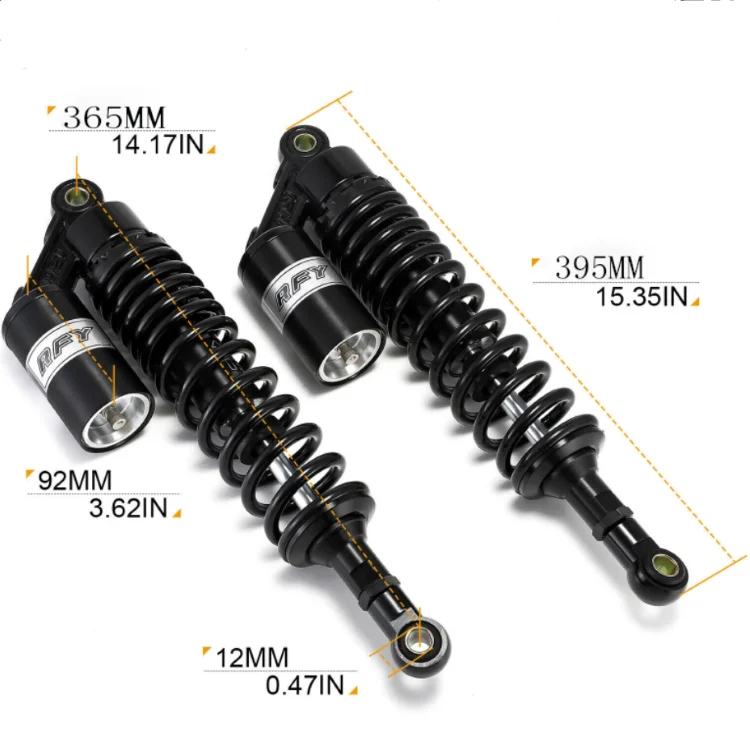 New 365MM 8mm Spring Shock Absorber Motorcycle Air Impact Device for Yamaha TT500 77-81 CB1300  XT500 HONDA VT500  XL350/K