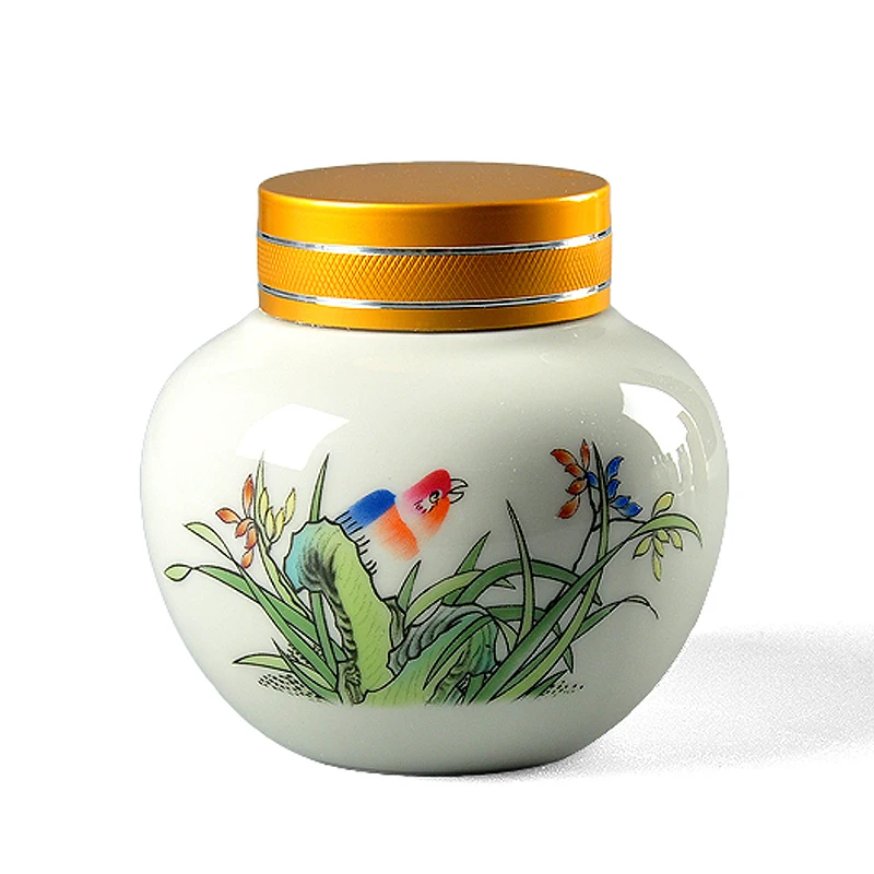 European Style Color Flower Ceramic Tea Pot Household Ointment Powder Storage Pot Jewelry Cosmetic Bottle Modern Home Decoration