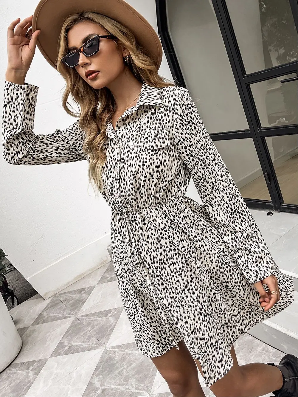 

Women Chiffon Long Dress Floral Print Half Button Down Tie Waist Shirt Dress For Women Elegant Vintage V Neck Winter Dresses