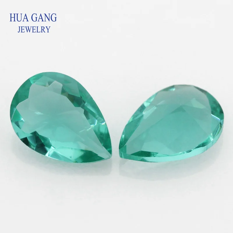 Glass beads 3*4~13*18mm Various Color Loose Stone Pear Shape Machine Cut Glass Synthetic GemStone For Jewelry