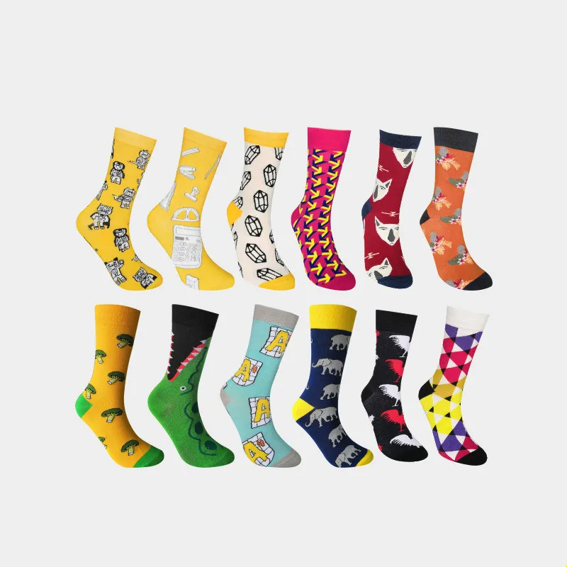 New Happy Mens Socks Women Sloths Novelty Sock Combed Cotton Funny Men's Big Size Crew Harajuku Hip Hop Winter Thick Long Socks