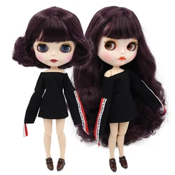 ICY DBS Blyth Doll bjd black mix purple hair joint body matte face 30cm 1/6 toy anime girls gift
