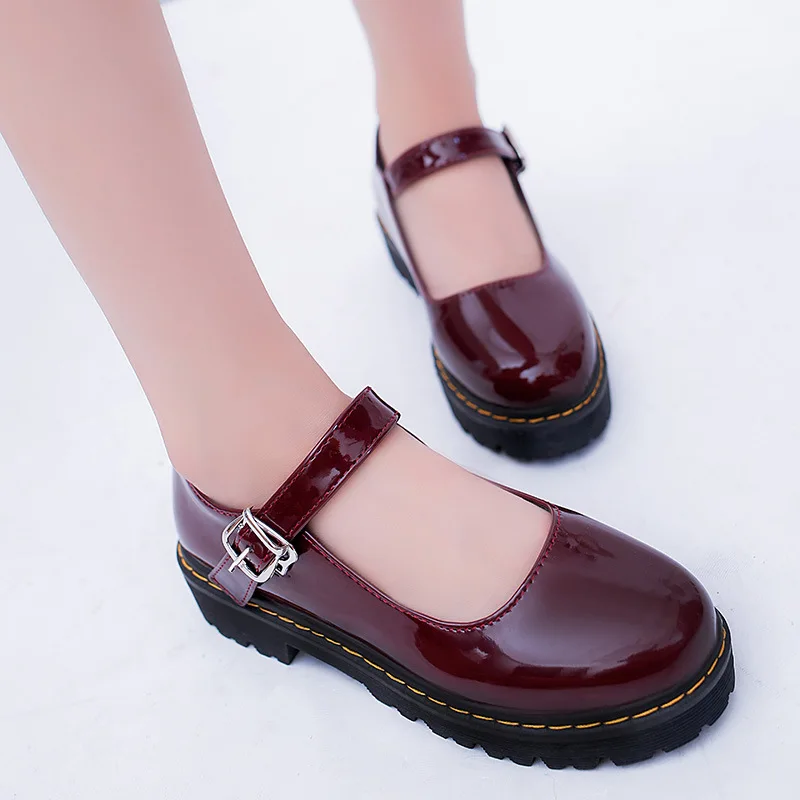 Lolita Shoes LoveLive Lady Maid Uniform Buckle Round Head Thick High Heel Muffin Thick Sole Single Shoe Cosplay Size35-39