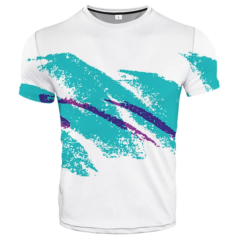 Fashion Abstract Graffiti Color Print T-shirt For Men Summer Casual 3D Hip Hop streetwear t-shirt Personality t-shirts Tops