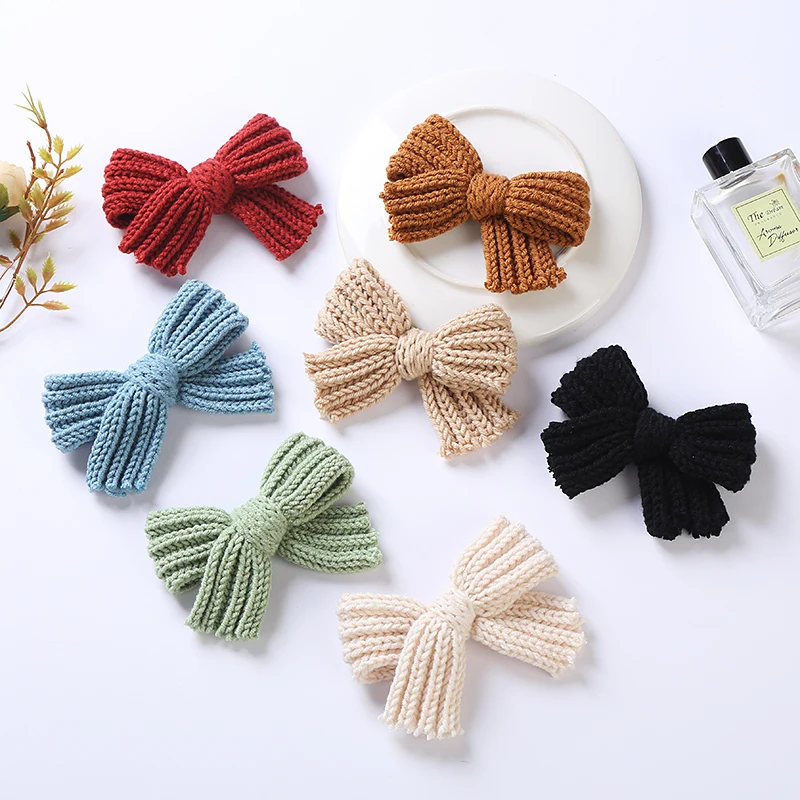 Ins Cute Woolen Bow Baby Girls Hair Clips Hairpins For Children Hairgrips Party Princess Hair Accessories Barrettes Warm Winter