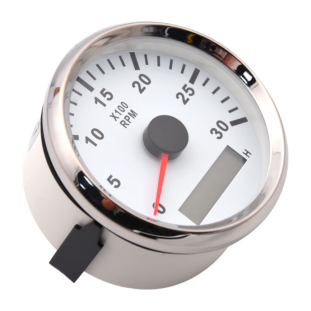 12V/24V Universal 85mm REV Counter with Hour meter Waterproof Tachometer 0-3000 RPM For Outboard Motor Boat Auto Gauge M16 M18 - view 2