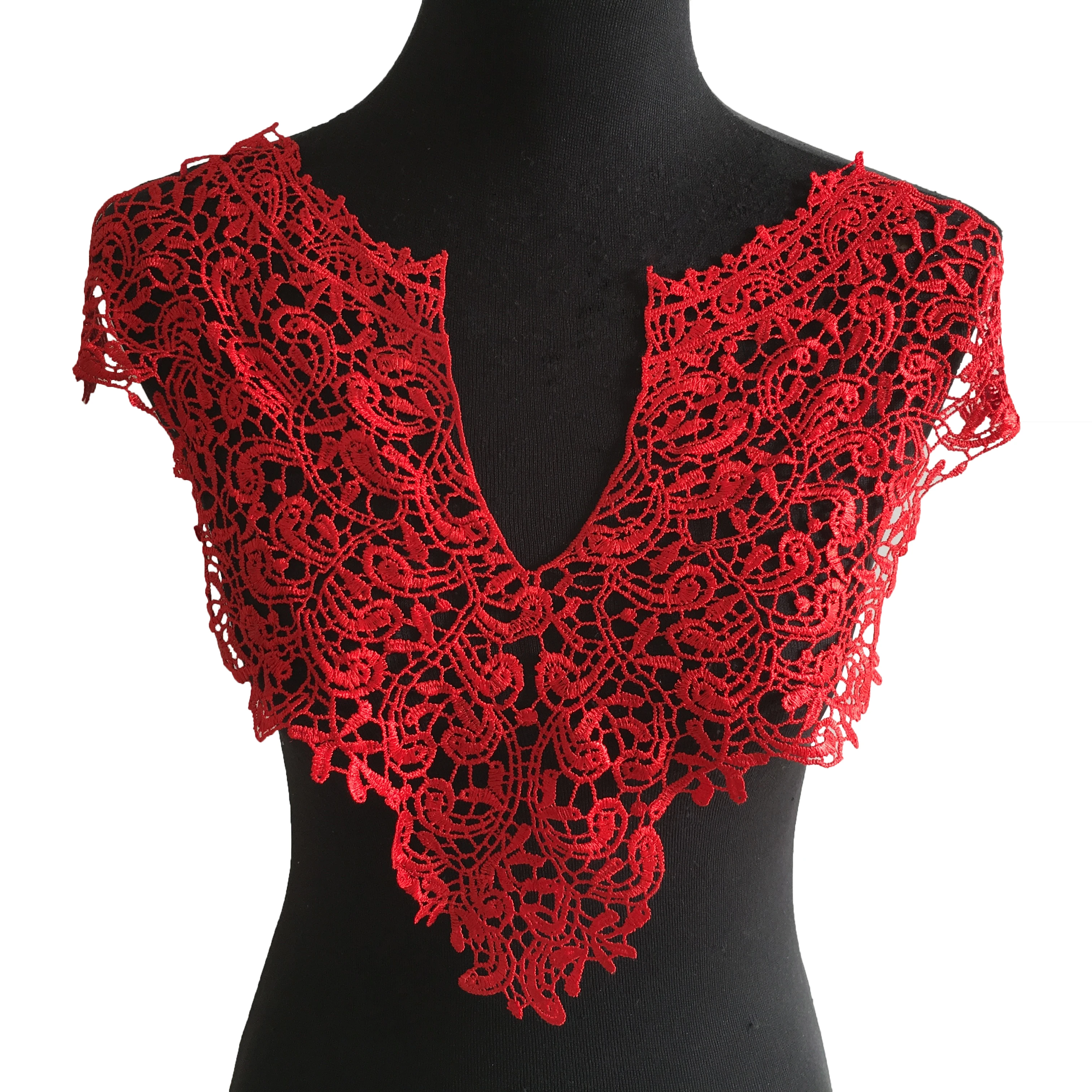 red fashion style Craft Floral Embroidered Decorated Lace Collar Flower and Lace Applique Trim Lace Fabric Sewing Supplies YL789