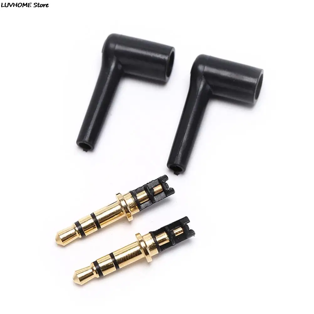 Male 90 right angle degree Jack Soldering 3/4 Pole 3.5mm L-shaped stereo headphone Plug Repair Earphones