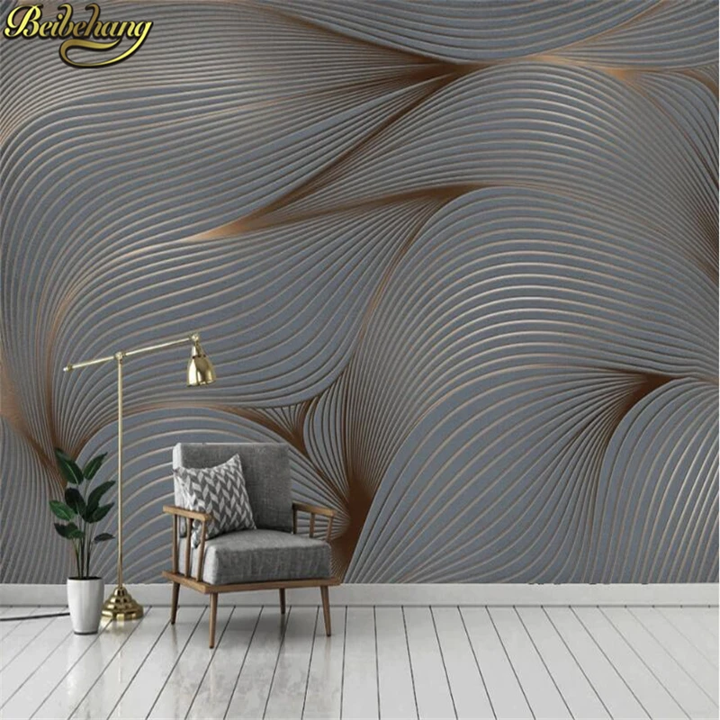 Custom 3D Wall Stickers European Minimalist Abstract Stripes Mural for Bedroom Living Room TV Backdrop - Customizable Home Decor