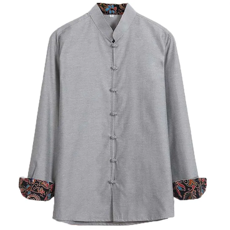 

Autumn New Men's Long Sleeve Kung Fu Shirt Traditional Chinese Improved Loose Blouse Tops 100% Cotton