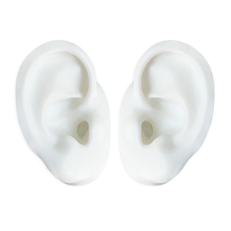 1 Pair Soft Silicone Simulation Human Ear Model Silicone Flexible Earmold Ear Displays Mould for Acupuncture Jewelry