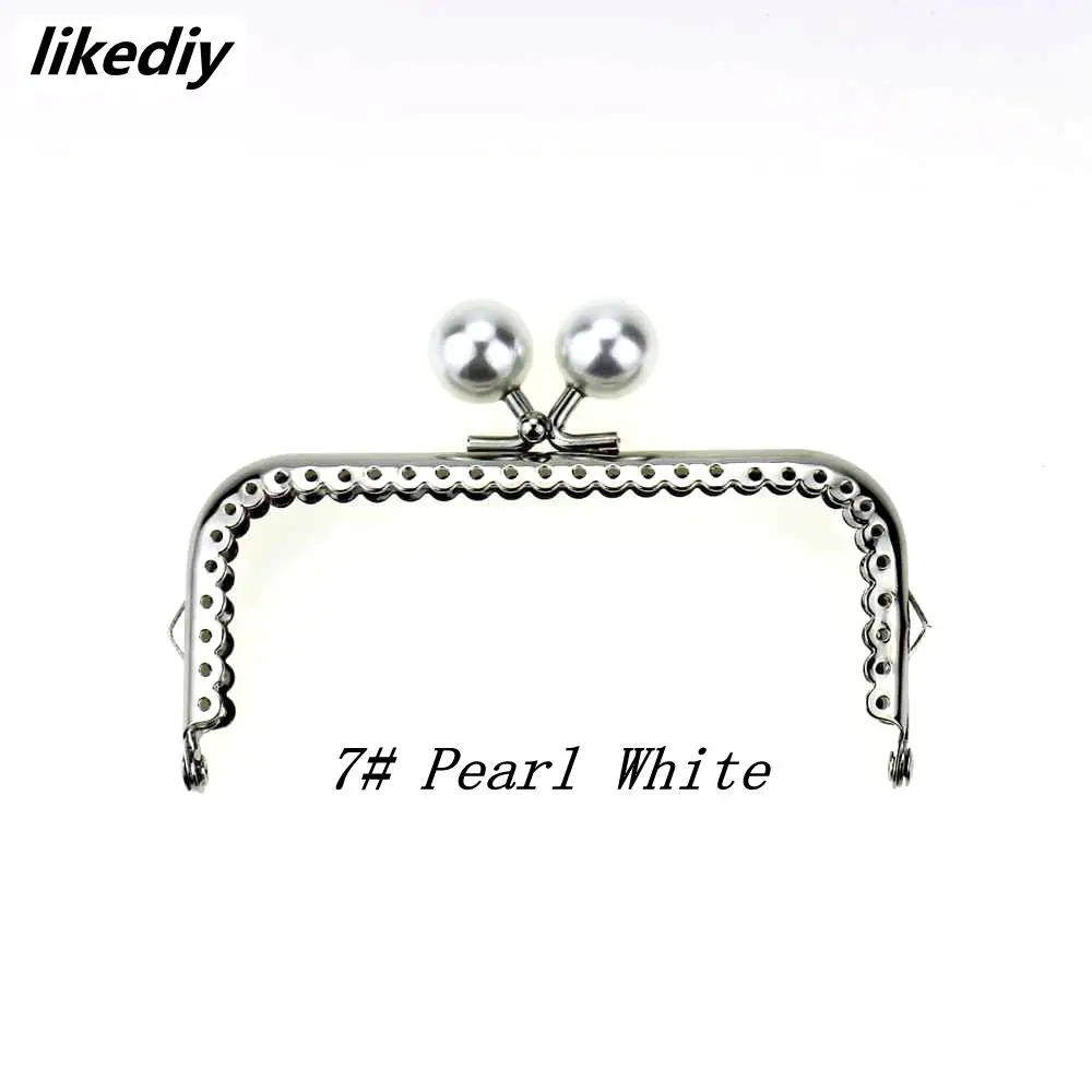 1 Piece 10.5 CM Candy Pearl Head Square Silver Metal Purse Frame Kiss Clasp Lace DIY Bag Accessories